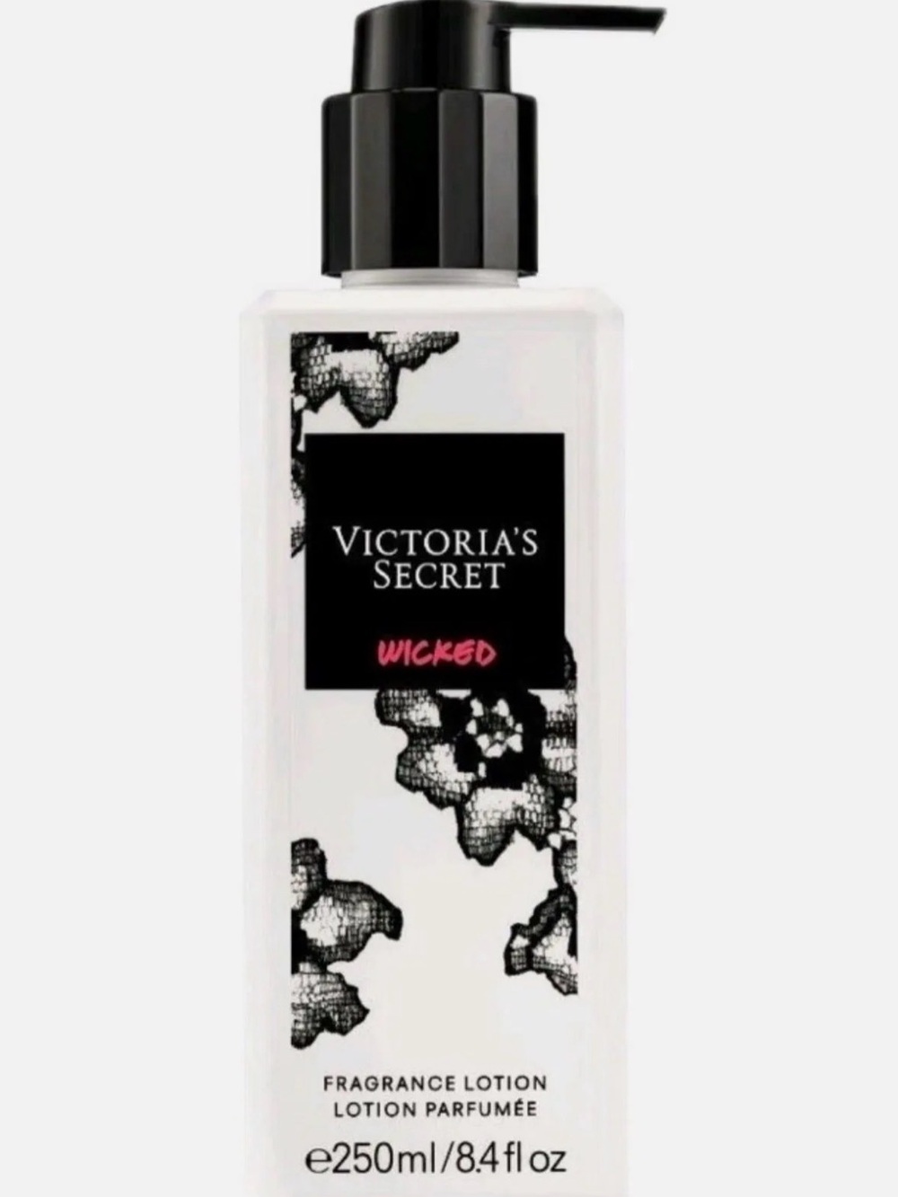 Victoria's Secret Wicked Fragrance Lotion — White & Black with Pink Accent
